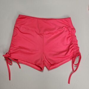Short Shorts OS Sexy Ruched Tie Sport Dance Neon Pink Dancer Butt Hugger